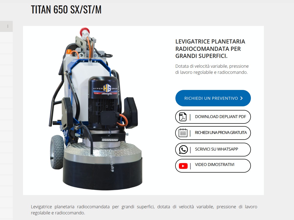 Livellatrice professionale per pavimenti Hyper Grinder TITAN SX⁄ST⁄M: tecnologia planetaria per grandi superfici